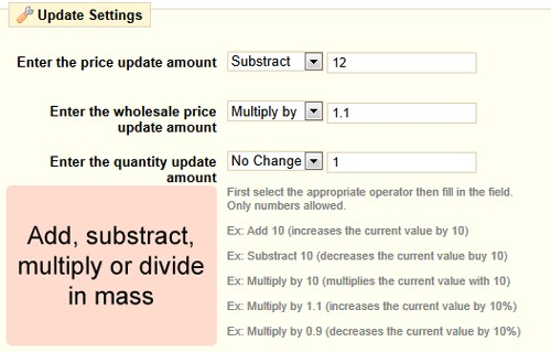 Price and Quantity Mass Update Product Module