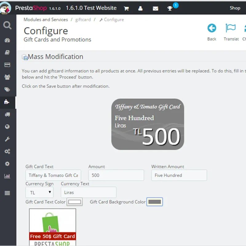 Gift card module prestashop