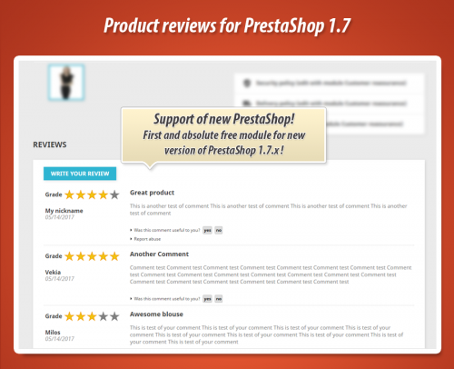 Product Reviews Module for New PrestaShop 1.7.x