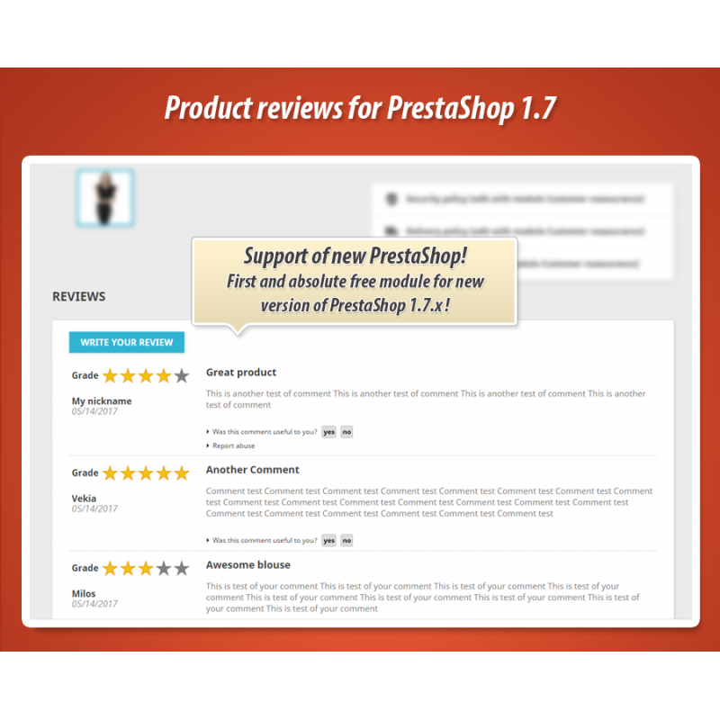 Product Reviews Module for New PrestaShop 1.7.x