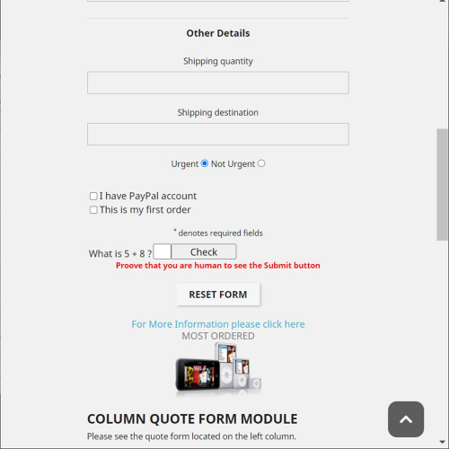 Price & Order - Column Quote Form Module