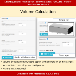 Price by Surface (Area) / Volume / Linear / Perimeter / Weight Dimension Module