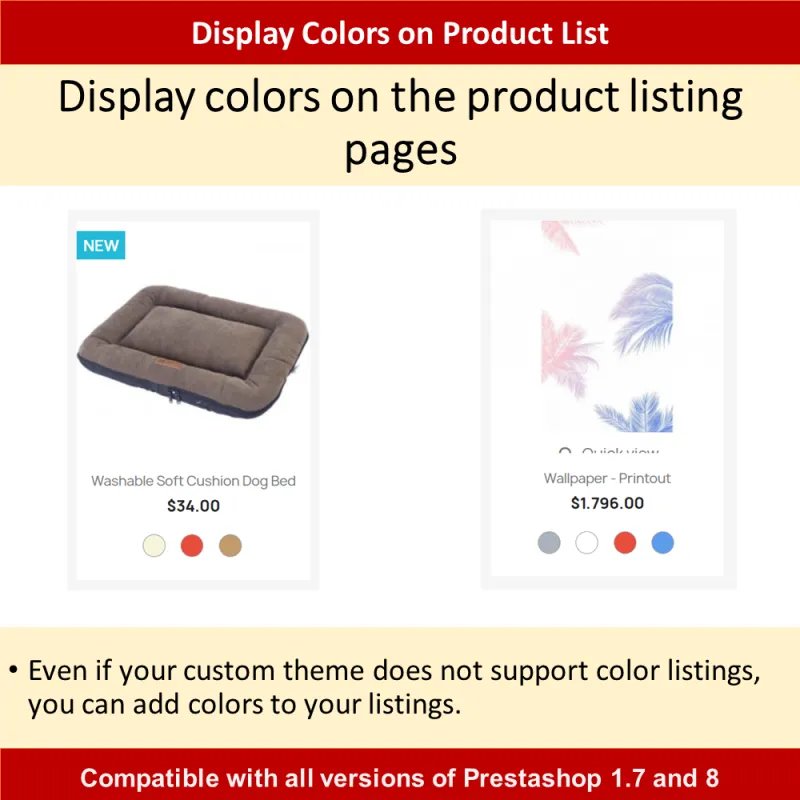 Prestashop Display Colors on Product List Module Prestashop Display Colors on Product List Module